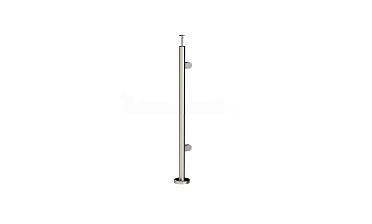 Стойка круглая Ø38.1: 2 штамп. зажимных стеклодержателя, полированная, высота 950 мм (AISI 201) k726-R купить в Алматы