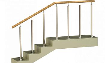 Ограждения со стойками в каждую ступень с пластиковым поручнем без ригелей в Алматы. Готовые проекты ПерилаГлавСнаб