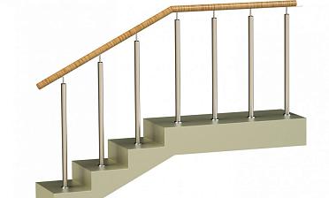 Ограждения со стойками в каждую ступень с пластиковым поручнем без ригелей купить в Алматы