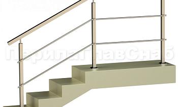 Два ригеля на держателях, квадратные поручень и стойки в Алматы. Готовые проекты ПерилаГлавСнаб