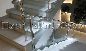 Нержавеющие перила и ограждения со стеклом и подсветкой в Алматы. Готовые проекты ПерилаГлавСнаб