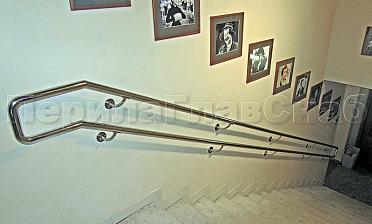 Двойной пристенный поручень из нержавейки купить в Алматы