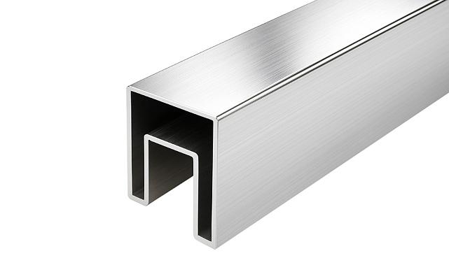 Труба 40х40 мм с пазом 24 х 24 под стекло, шлифованная, AISI201, k856-4