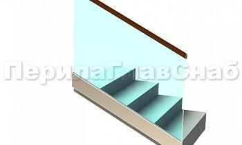 Ограждение с деревянным поручнем на профиле на лестнице в Алматы. Готовые проекты ПерилаГлавСнаб