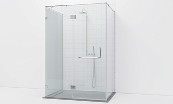 Комплект фурнитуры для душевой перегородки возле стены с дверью и глухими стеклами t571-1 в Алматы. Готовые проекты ПерилаГлавСнаб