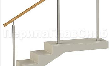 Нержавеющие ограждения без ригелей с квадратным деревянным поручнем и квадратными стойками в Алматы. Готовые проекты ПерилаГлавСнаб
