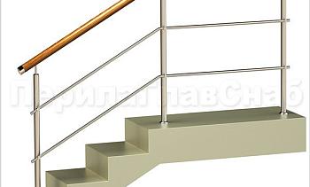 Два ригеля на держателях, круглый деревянный поручень и круглые стойки в Алматы. Готовые проекты ПерилаГлавСнаб