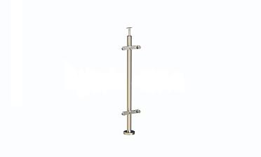 Стойка круглая  Ø38.1: 2 пластинчатых стеклодержателя, полированная, высота 950 мм (AISI 304) k729 купить в Алматы