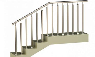 Ограждения с двумя стойками в каждую ступень без ригелей купить в Алматы