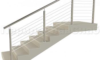 Ограждения из нержавейки. Заполнение из 7ми тросиков + декоративные наконечники в Алматы. Готовые проекты ПерилаГлавСнаб