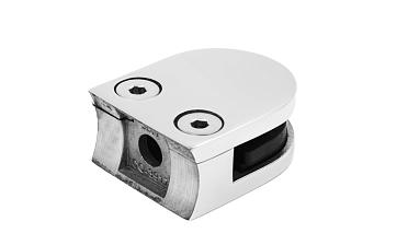 Стеклодержатель литой с вставками под стекло 8-10 мм, 4+4 мм, закругленный под стойку Ø38,1 мм (40х22х50), полированный, (AISI 304) k001-10 купить в Алматы