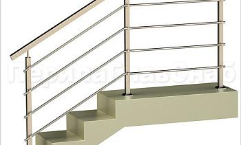 Четыре ригеля на держателях, квадратный поручень и квадратные стойки в Алматы. Готовые проекты ПерилаГлавСнаб