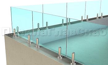 Ограждение для кровли на несущем стекле и министойках в Алматы. Готовые проекты ПерилаГлавСнаб