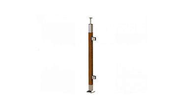 Готовая стойка 40х40х950 мм, деревянная, со вставками из нержавеющей стали 2х100 мм с 2 зажимными стеклодержателями k740-4-R купить в Алматы