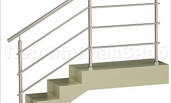 Три ригеля на держателях, круглый поручень и круглые стойки для крыльца в Алматы. Готовые проекты ПерилаГлавСнаб