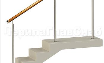 Нержавеющие ограждения без ригелей с деревянным поручнем в Алматы. Готовые проекты ПерилаГлавСнаб