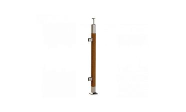 Готовая стойка 40х40х950 мм, деревянная, со вставками из нержавеющей стали 2х100 мм с 2 зажимными стеклодержателями k740-4-L купить в Алматы