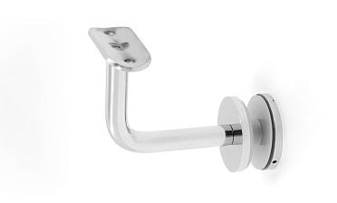 Держатель поручня Ø50.8 мм, на стекло 10-17 мм, Ø43х5 мм, вынос 60х70, нержавеющая сталь, полированная (AISI 304) k008-3 купить в Алматы