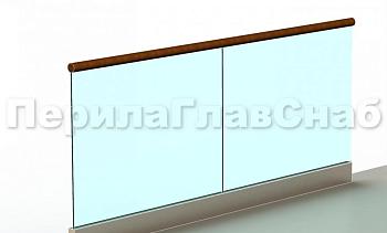 Ограждение с деревянным поручнем на профиле в Алматы. Готовые проекты ПерилаГлавСнаб