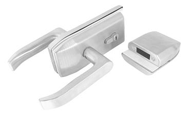 Замок с нажимной ручкой и притвором, евроцилиндр односторонний ключ/защелка, с ответной частью на стекло, шлифованный t155-3 SSS  купить в Алматы