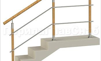 Два ригеля на держателях, пластиковый поручень и квадратные деревянные стойки в Алматы. Готовые проекты ПерилаГлавСнаб