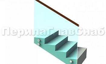 Ограждение с деревянным поручнем на точечном креплении на лестнице в Алматы. Готовые проекты ПерилаГлавСнаб