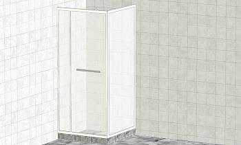 Комплект душевой с внутренней подвижной дверью, толщина стекла 8мм, 900х900х2000, aisi 304, полированная t470 PSS в Алматы. Готовые проекты ПерилаГлавСнаб
