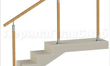 Нержавеющие ограждения без ригелей с квадратным деревянным поручнем и стойками с деревянными вставками купить в Алматы