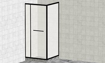 Комплект душевой с внутренней подвижной дверью,толщина стекла 8мм, 900х900х2000, AUSI 304, черная t470 Bl в Алматы. Готовые проекты ПерилаГлавСнаб