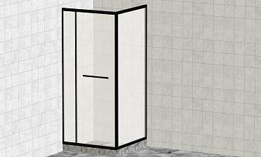 Комплект душевой с внутренней подвижной дверью,толщина стекла 8мм, 900х900х2000, AUSI 304, черная t470 Bl купить в Алматы