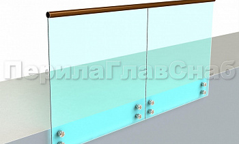 Ограждение с деревянным поручнем на точечном креплении в Алматы. Готовые проекты ПерилаГлавСнаб Ограждение с деревянным поручнем на точечном креплении в Алматы. Готовые проекты ПерилаГлавСнаб