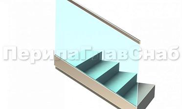 Ограждение с профильным поручнем с пазом в зажимном профиле на лестнице купить в Алматы