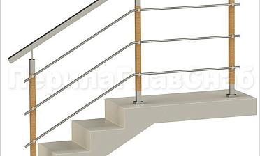 Три ригеля на держателях, квадратные поручень и деревянные стойки купить в Алматы