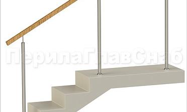 Нержавеющие ограждения без ригелей с квадратным деревянным поручнем купить в Алматы