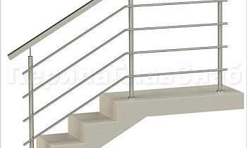 Четыре ригеля на сварке, квадратный поручень и круглые стойки в Алматы. Готовые проекты ПерилаГлавСнаб