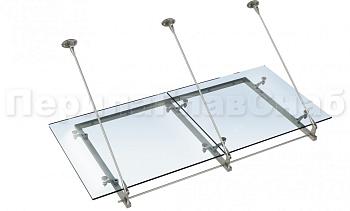 Стеклянный козырек на вантах и профильном каркасе в Алматы. Готовые проекты ПерилаГлавСнаб