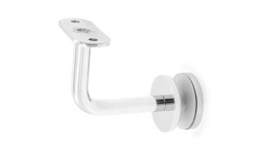 Держатель поручня на стекло 10-17 мм, с ложементом на плоскость, вынос 60х70 мм, Ø43х5 мм, нержавеющая сталь AISI 304, полированная k008-4 купить в Алматы