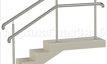 Нержавеющие ограждения с двойным поручнем без ригелей - вариант 2 в Алматы. Готовые проекты ПерилаГлавСнаб