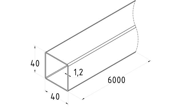 Труба AISI 201, 40х40х1,2 мм, полированная k808-4 2