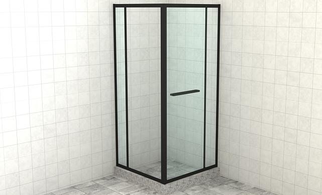 Комплект душевой с внутренней подвижной дверью,толщина стекла 8мм, 900х900х2000, AUSI 304, черная t470 Bl 8