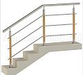Три ригеля на держателях, квадратные поручень и деревянные стойки в Алматы. Готовые проекты ПерилаГлавСнаб - фото 1