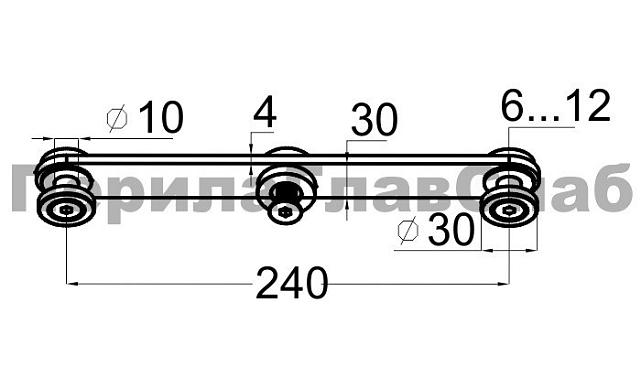 Стеклодержатель пластинчатый 3хМ8, по центрам 170х5 мм, полированный, шайбы 5 мм литые, под стекло 6-12 мм, (AISI 304), под золото Фk023-88 3