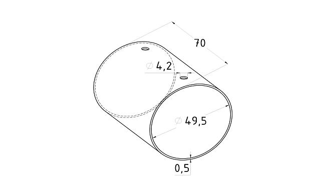 Соединитель дер./пласт. поручня Ø49 мм, (AISI 201) k260 2