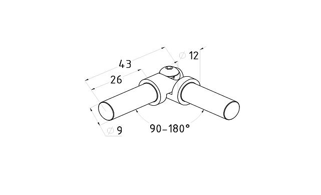 Поворот ригеля Ø12х1 мм, с двумя установочными штифтами (AISI 304) k357 2