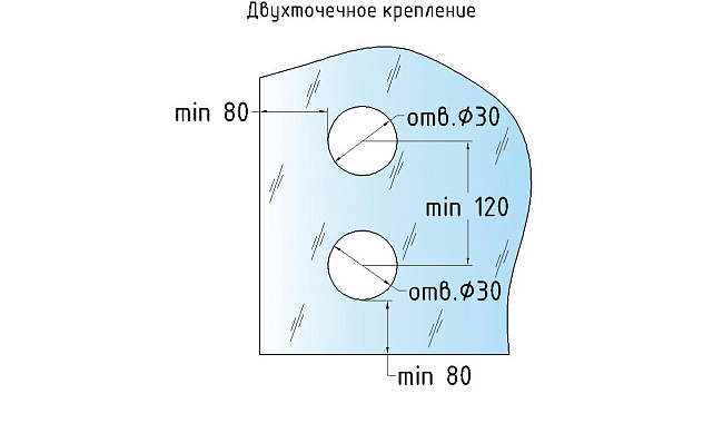 Комплект торцевого крепления несущего стекла, полированный, литой. AISI 304 k277-6  6 Комплект торцевого крепления несущего стекла, полированный, литой. AISI 304 k277-6  6