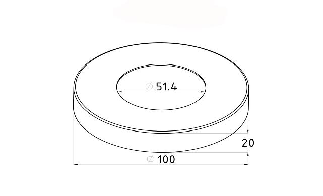 Низ стойки Ø50.8 мм, 102х18х0.8, полированный (AISI 304) k217-2 2