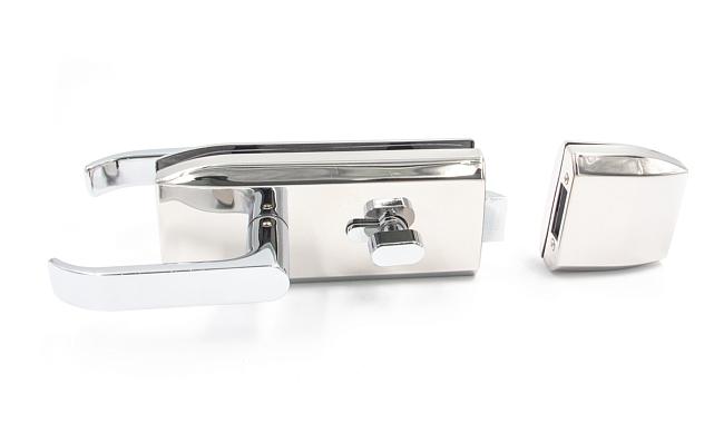 Замок для стеклянной двери с нажимной ручкой, евроцилиндр односторонний ключ/защелка, с ответной частью на стекло, полированный t155 PSS 7