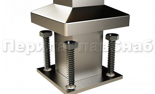 Готовая стойка 40х40х950 мм, деревянная, со вставками из нержавеющей стали 2х100 мм с 2 зажимными стеклодержателями, под золото k740-4-R-G 3