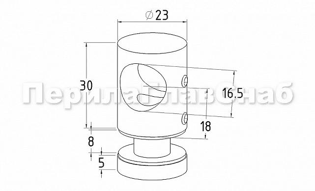 Ригеледержатель на стекло 8 мм, Ø16 мм, полированный, литой (AISI 304) k019 3