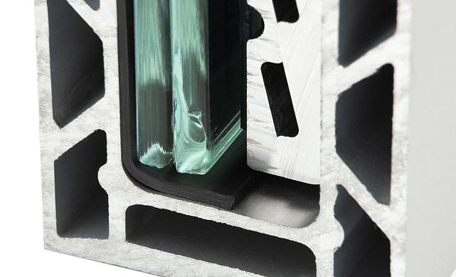 Комплект профиля зажимного для стекла 12 мм и 6+6 ,с отверстием, НЕАНОД. алюминий 100х60мм, т100-2-12 9